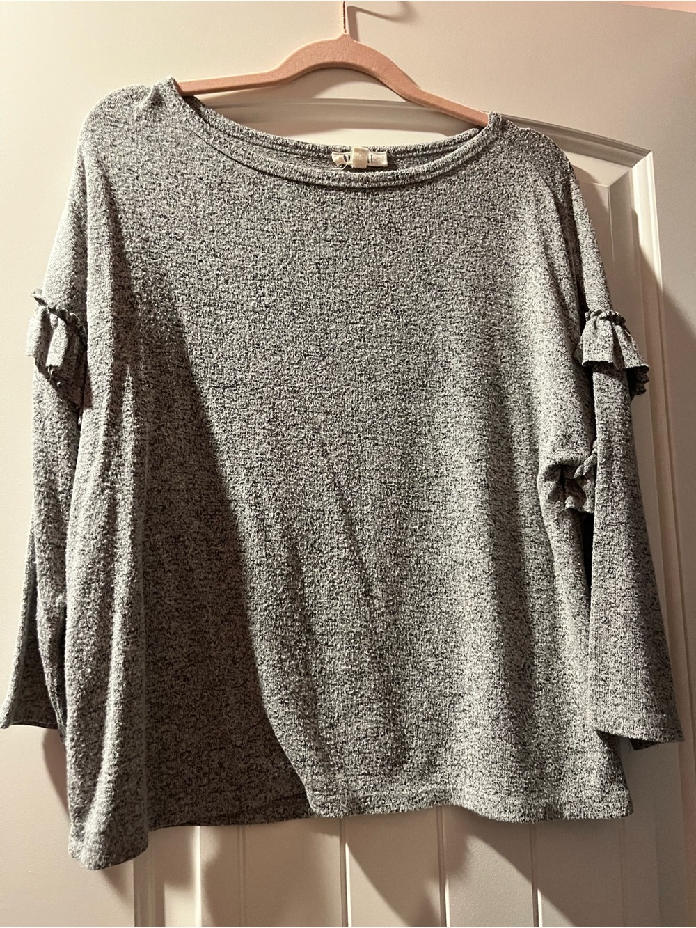 Gray Ruffle Sleeve Women's Top